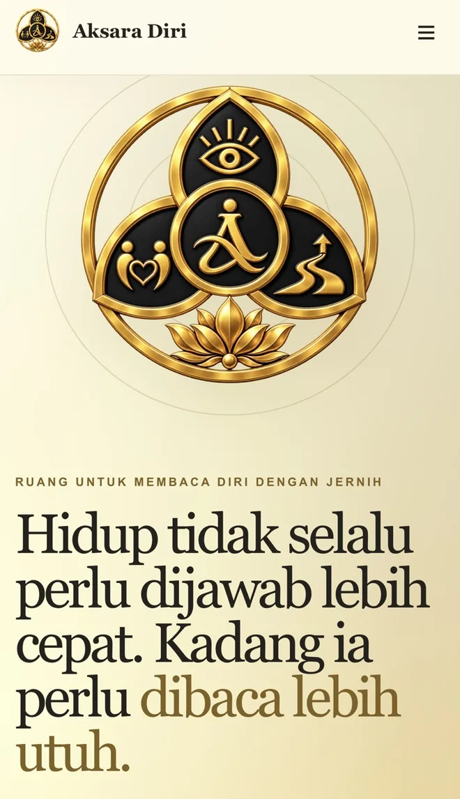 Tangkapan layar asli versi ponsel: Aksara Diri